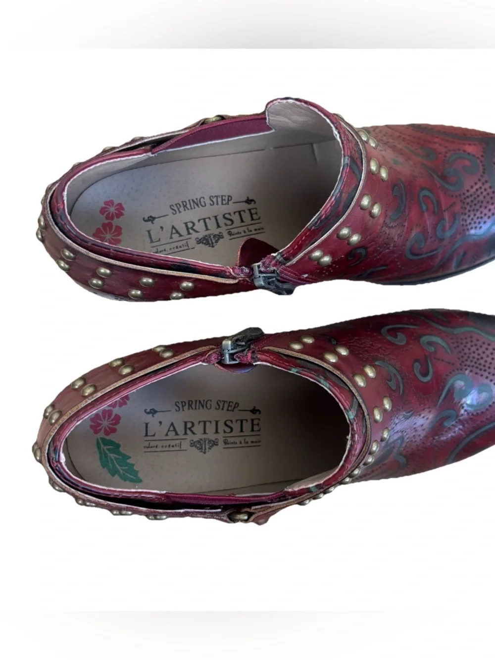 L'Artiste Spring Step Kacielou Booties Women’s Size 37 IS 6.5-7 Burgundy Studded
